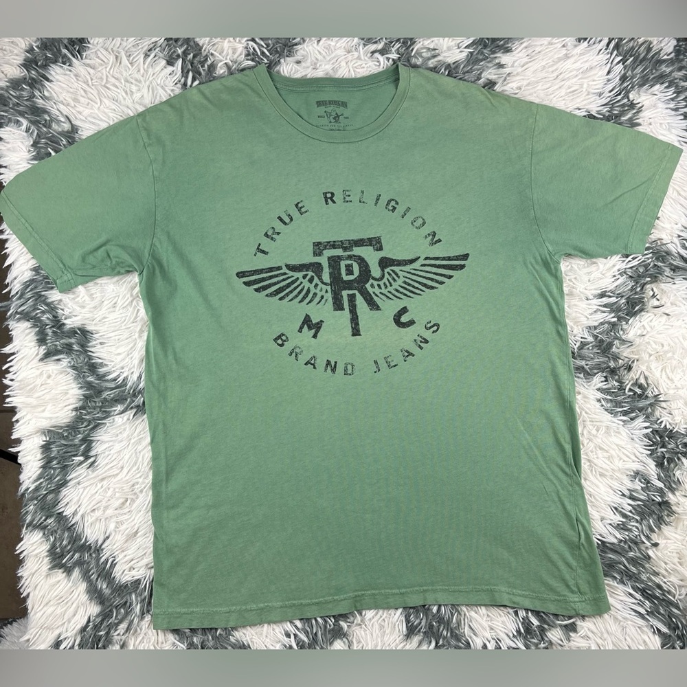 True Religion Men's Green Graphic T-Shirt Short Sleeve Size XL